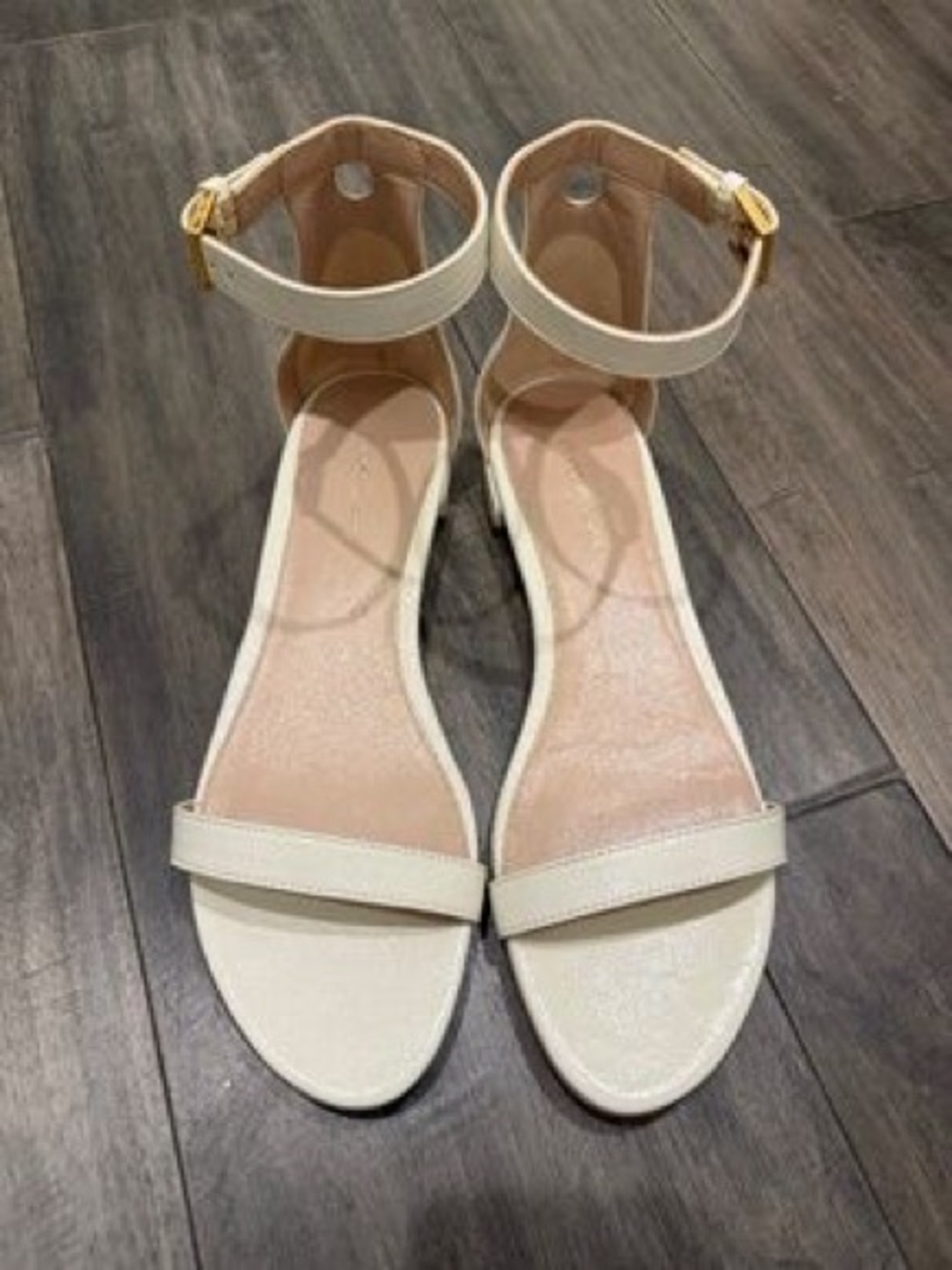 Stuart Weitzman Cream Ankle- Strap Open-Toe Sandals